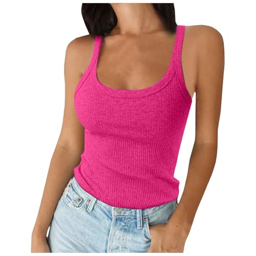Tank Top Damen Spaghettiträger Ärmellos Geripptes Einfarbige Shirt U-Ausschnitt Top Sport Baumwoll-Camisole Stretch Underwear Bequeme Hemdchen Klassisch Tops Casual Tanktops für Mädchen Tank Top Damen Spaghettiträger Ärmellos Geripptes Einfarbige Shirt U-Ausschnitt Top Sport Baumwoll-Camisole Stretch Underwear Bequeme Hemdchen Klassisch Tops Casual Tanktops für Mädchen von Sizoer