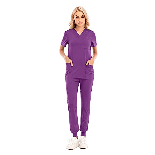 Unisex Medizinische Uniform Schrubb Set Damen Kasacks Arbeitshose Pflege Schlupfkasack Kurzarm Oberteil mit Hose OP Oberteile und Hose Set Medizin Uniform Schlufpkasack und Schlupfhose Arzt Anzug von Sizoer