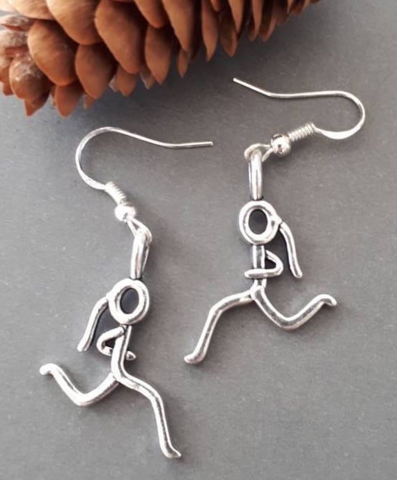 1, 25 "Gymnastik Mädchen Ohrringe, Sport Silber Ton Runner Charm Ohrringe von Sjewelry4u