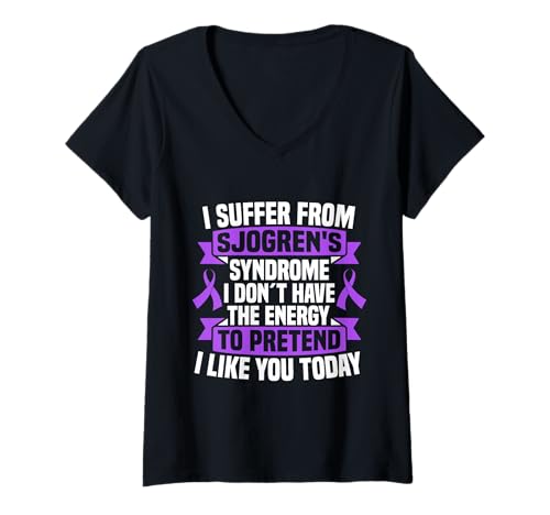 Damen Sjögren-Syndrom I Suffer Sjögren-Syndrom Bewusstsein T-Shirt mit V-Ausschnitt von Sjogren's Syndrome Graphic For Awareness Month