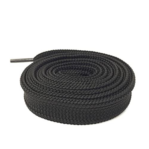 1,8cm 0,7 '' Fat Shoelaces für Lady Woman Heavy Duty Schnürsenkel Sneaker Flach Breite Schuhe Strings, 130 Schwarz, 150cm von Sjzwt