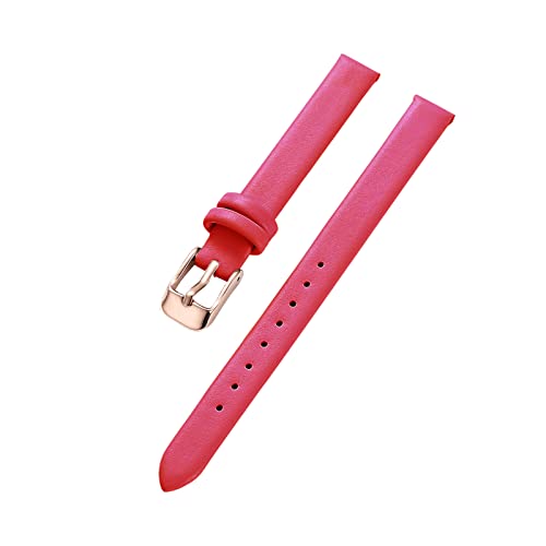 Armband Rindsleder Echtes Leder 8-22mm Glatt Damen Herren Uhrenarmband mit Werkzeug, Rote Rose, 18mm von Sjzwt