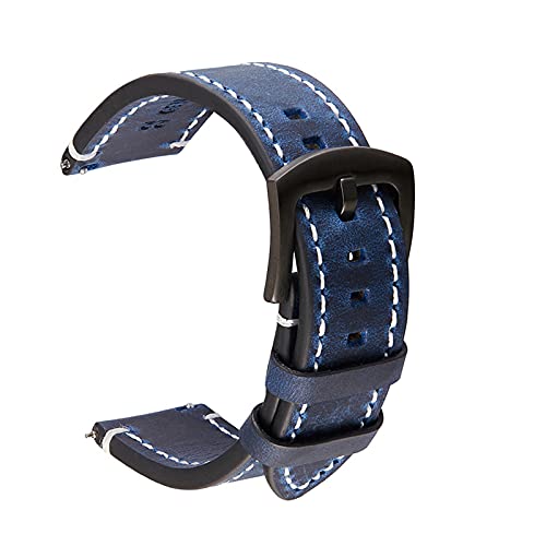 Armband Uhr Zubehör Uhrenarmband 18-24mm Weinlese-Kuh-Leder-Uhr-Band-Blau Grün Braun Schwarz, Blau, 20mm von Sjzwt