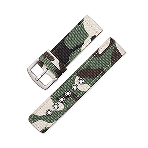 Canvas Nylonband 18mm-24mm Uhrenarmband Schwarz Camo-Uhrenarmband, Tarnunggrün, 20mm von Sjzwt