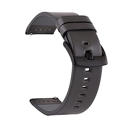 Damen Herren Uhrenarmbänder echtes Leder Uhrenarmbänder 18-24mm Strap, Schwarz-dunkelgrau, 20mm von Sjzwt