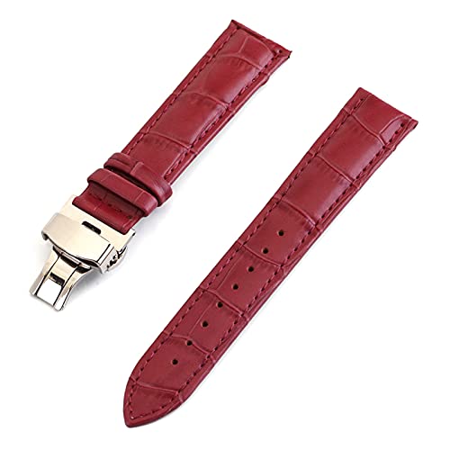 Damen Herren Uhrenarmband echtes Leder Armband Krokodil-Muster-Bügel-Uhrenarmband 12-24mm, Lila, 18mm von Sjzwt