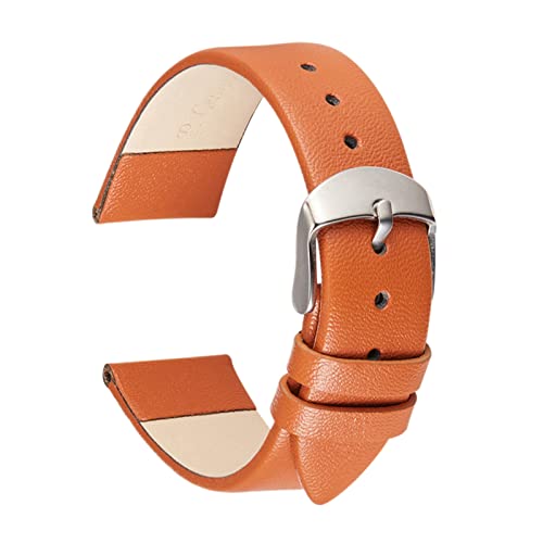 Damenarmband 14-22mm Armband Weiches ultradünnes Kalbsleder Uhrenarmbänder, Orange, 22mm. von Sjzwt