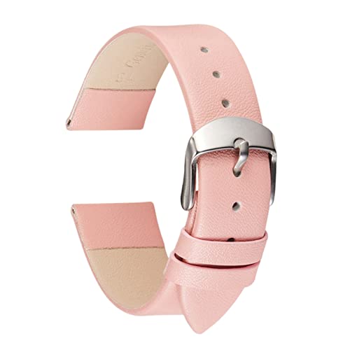 Damenarmband 14-22mm Armband Weiches ultradünnes Kalbsleder Uhrenarmbänder, Rosa, 16mm von Sjzwt