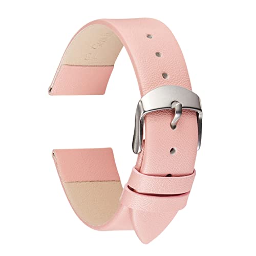 Damenarmband 14-22mm Armband Weiches ultradünnes Kalbsleder Uhrenarmbänder, Rosa, 20mm. von Sjzwt