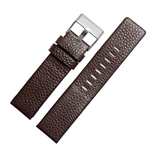 Echtes Kalb ausblenden Leder Uhrenarmbänder Uhrenarmband-Armbanduhr-Bands 22mm-30mm, Brown-Silber-Schnalle, 22mm von Sjzwt