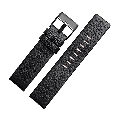 Echtes Kalb ausblenden Leder Uhrenarmbänder Uhrenarmband-Armbanduhr-Bands 22mm-30mm, Schwarz-schwarz Buckle, 22mm von Sjzwt