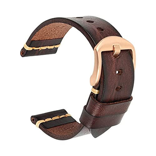 Echtes Leder-Armband-Uhrenarmband 18-24mm Uhrenarmband-Handgelenk-Armbänder, Dark Brown-Rogen, 26mm von Sjzwt