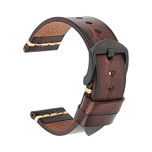 Echtes Leder-Armband-Uhrenarmband 18-24mm Uhrenarmband-Handgelenk-Armbänder, Dunkelbraun-schwarz, 19mm von Sjzwt