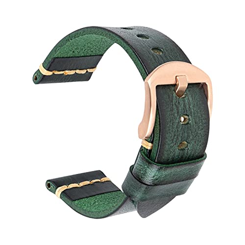 Echtes Leder-Armband-Uhrenarmband 18-24mm Uhrenarmband-Handgelenk-Armbänder, Feld Green-Rogen, 23mm von Sjzwt