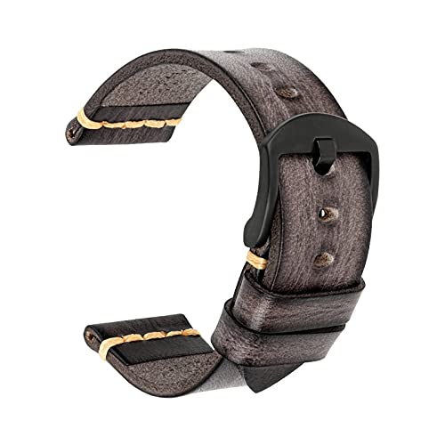 Echtes Leder-Armband-Uhrenarmband 18-24mm Uhrenarmband-Handgelenk-Armbänder, Polar grau-schwarz, 18mm von Sjzwt