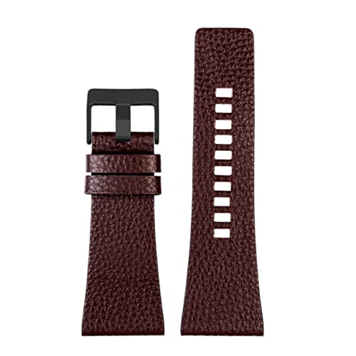 Ersatz-Armband für Uhrenarmband, 22–32 mm, echtes Leder, Edelstahl-Schnalle, Braunes Muster, Schwarz, 28mm, von Sjzwt