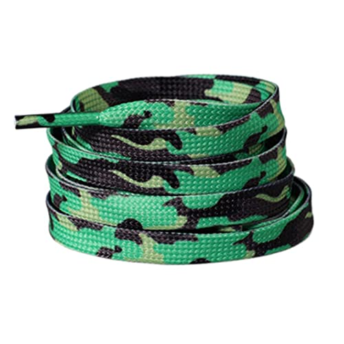 Schnürsenkel Camouflage 120/140/160cm Damen Herren Druckschuhe Schnürsenkel, Grüne Tarnung, 120cm von Sjzwt