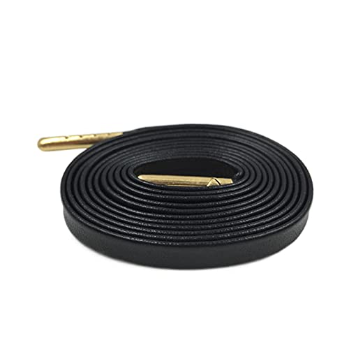 Schnürsenkel Flache Original-Turnschuhe Leder Schnürsenkel Premium-Ziegenleder glatt Schnürsenkel Shoestring, 1211 Black Gold Tipps, 180cm von Sjzwt