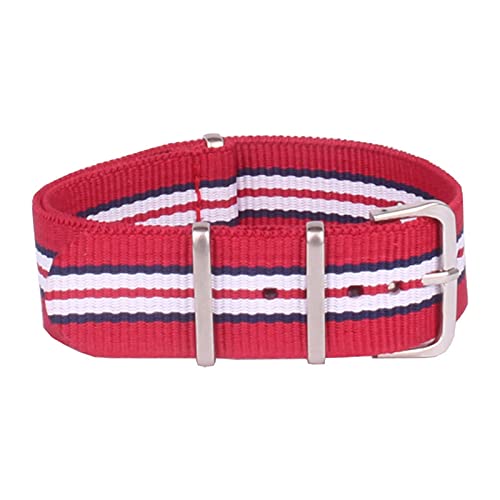 Sjzwt 12mm-22mm-Schwarz-Grün-wasserdichtes Nylon Bügel-Uhrenarmband, 3Red2Navy2White, 12mm von Sjzwt