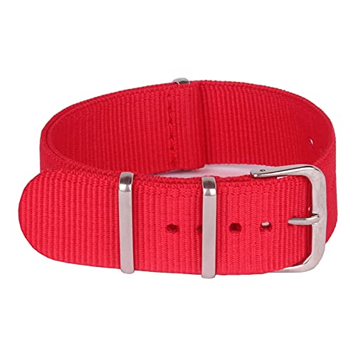 Sjzwt 12mm-22mm-Schwarz-Grün-wasserdichtes Nylon Bügel-Uhrenarmband, rot, 14mm von Sjzwt