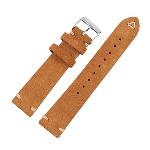 Sjzwt Armband Ersatzarmband Wildleder 18-22mm Uhrenarmband Handgefertigtes Stitching Armband, Tan Gold., 19mm von Sjzwt