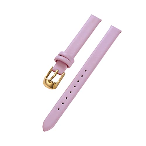 Sjzwt Armband Rindsleder Echtes Leder 8-22mm Glatt Damen Herren Uhrenarmband mit Werkzeug, Rosa Gold, 10mm von Sjzwt