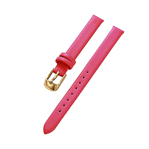 Sjzwt Armband Rindsleder Echtes Leder 8-22mm Glatt Damen Herren Uhrenarmband mit Werkzeug, rotes Gold, 16mm von Sjzwt