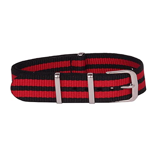 Sjzwt Nylon Uhrenarmband 12mm-22mm-Marine-Weiß Rot NATO-wasserdichtes Nylon Bügel-Uhrenarmband, 3Black 2red, 20mm von Sjzwt