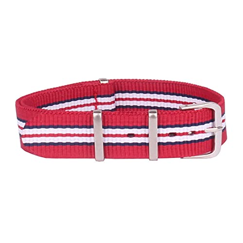 Sjzwt Nylon Uhrenarmband 12mm-22mm-Marine-Weiß Rot NATO-wasserdichtes Nylon Bügel-Uhrenarmband, 3Red 2Navy 2White, 12mm von Sjzwt