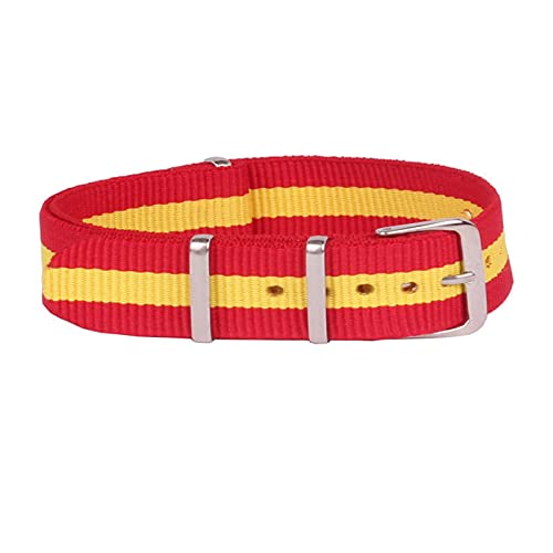 Sjzwt Nylon Uhrenarmband 12mm-22mm-Marine-Weiß Rot NATO-wasserdichtes Nylon Bügel-Uhrenarmband, Rot, Gelb, Rot, 18mm von Sjzwt