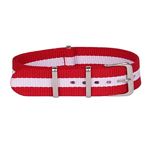 Sjzwt Nylon Uhrenarmband 12mm-22mm-Marine-Weiß Rot NATO-wasserdichtes Nylon Bügel-Uhrenarmband, Rot Weiß Rot, 18mm von Sjzwt