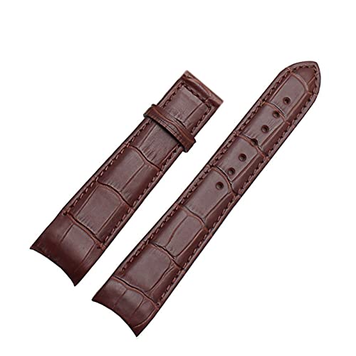 Sjzwt Uhrenarmbänder - Curved End Herren Uhrenarmband-Bügel-echtes Leder mit Faltschließe 20mm, 21mm, 22mm, Brown ohne Schnalle, 21mm von Sjzwt