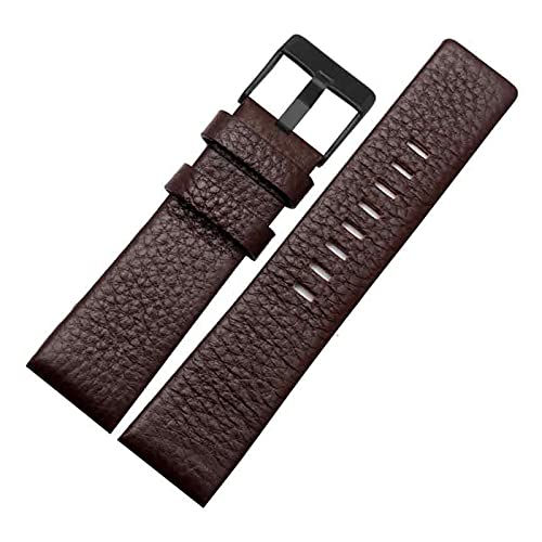 Sjzwt Uhrenarmband Kuh Lederband mit Dornschließe aus Edelstahl-Bügel-Uhrenarmband 24-30mm, A-braun schwarz, 22mm von Sjzwt