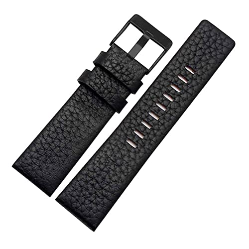 Sjzwt Uhrenarmband Kuh Lederband mit Dornschließe aus Edelstahl-Bügel-Uhrenarmband 24-30mm, A-schwarz schwarz, 28mm von Sjzwt
