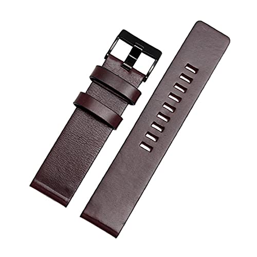 Sjzwt Uhrenarmband Kuh Lederband mit Dornschließe aus Edelstahl-Bügel-Uhrenarmband 24-30mm, Dunkelbraun schwarz, 24mm von Sjzwt