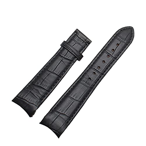 Uhrenarmbänder - Curved End Herren Uhrenarmband-Bügel-echtes Leder mit Faltschließe 20mm, 21mm, 22mm, Schwarz ohne Schnalle, 20mm von Sjzwt