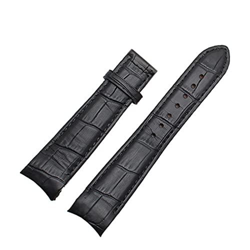 Uhrenarmbänder - Curved End Herren Uhrenarmband-Bügel-echtes Leder mit Faltschließe 20mm, 21mm, 22mm, Schwarz ohne Schnalle, 22mm von Sjzwt
