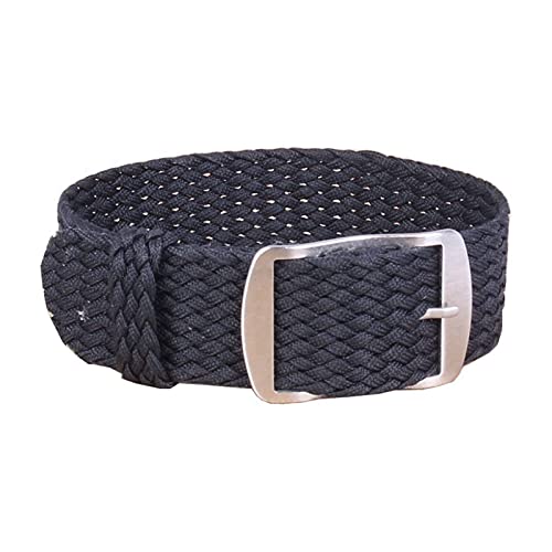 Uhrenarmband 14-22mm Solid Color Woven Nylon Uhrenarmbänder Armband Stoff gewebt Uhrenarmband Schnalle Gürtel, W01 Schwarz, 14mm von Sjzwt