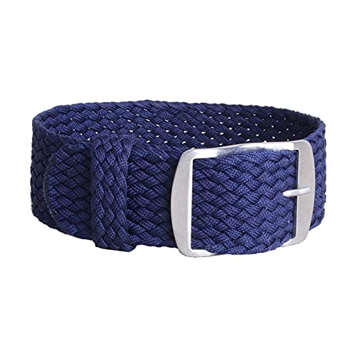 Uhrenarmband 14-22mm Solid Color Woven Nylon Uhrenarmbänder Armband Stoff gewebt Uhrenarmband Schnalle Gürtel, W02 Navy, 14mm von Sjzwt