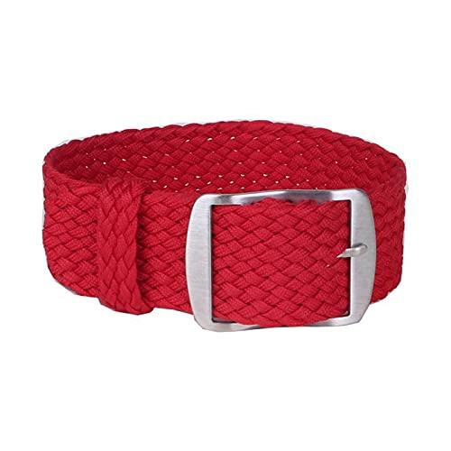 Uhrenarmband 14-22mm Solid Color Woven Nylon Uhrenarmbänder Armband Stoff gewebt Uhrenarmband Schnalle Gürtel, W04 Red, 14mm von Sjzwt