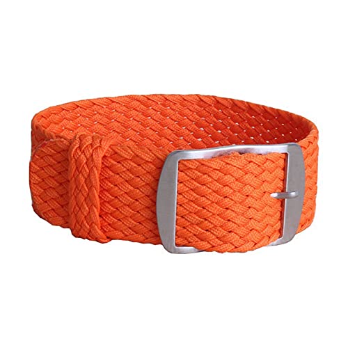 Uhrenarmband 14-22mm Solid Color Woven Nylon Uhrenarmbänder Armband Stoff gewebt Uhrenarmband Schnalle Gürtel, W05 orange, 20mm von Sjzwt