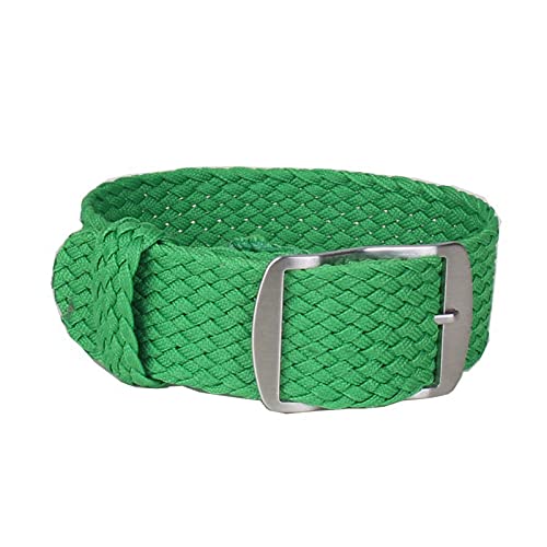 Uhrenarmband 14-22mm Solid Color Woven Nylon Uhrenarmbänder Armband Stoff gewebt Uhrenarmband Schnalle Gürtel, W07 Gras-Grün, 18mm von Sjzwt