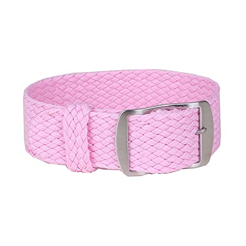 Uhrenarmband 14-22mm Solid Color Woven Nylon Uhrenarmbänder Armband Stoff gewebt Uhrenarmband Schnalle Gürtel, W09 Rosa, 20mm von Sjzwt