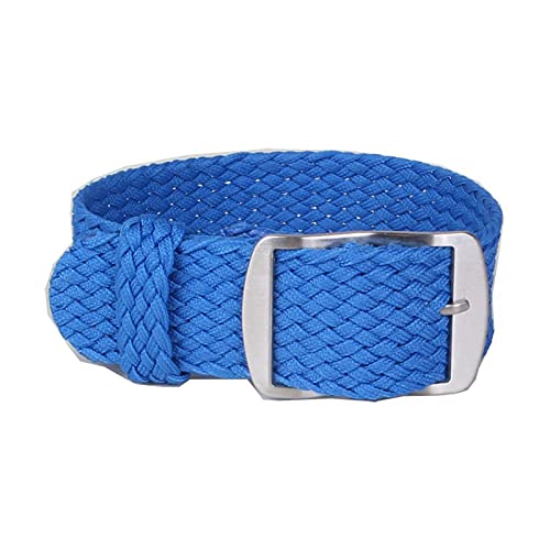 Uhrenarmband 14-22mm Solid Color Woven Nylon Uhrenarmbänder Armband Stoff gewebt Uhrenarmband Schnalle Gürtel, W10 Blau, 16mm von Sjzwt