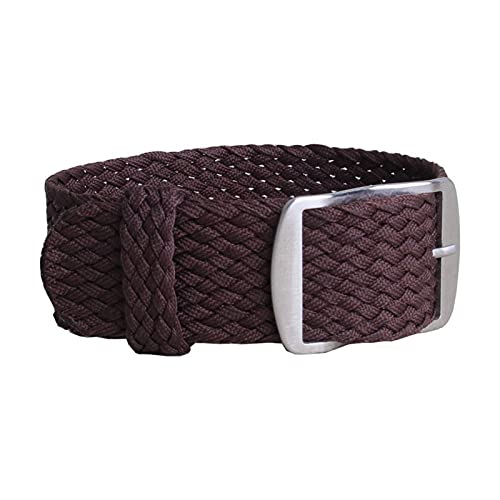 Uhrenarmband 14-22mm Solid Color Woven Nylon Uhrenarmbänder Armband Stoff gewebt Uhrenarmband Schnalle Gürtel, W11 Brown, 14mm von Sjzwt