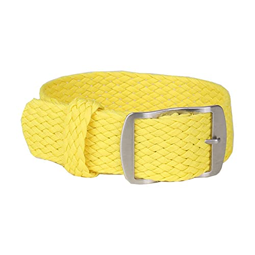 Uhrenarmband 14-22mm Solid Color Woven Nylon Uhrenarmbänder Armband Stoff gewebt Uhrenarmband Schnalle Gürtel, W12 Gelb, 14mm von Sjzwt