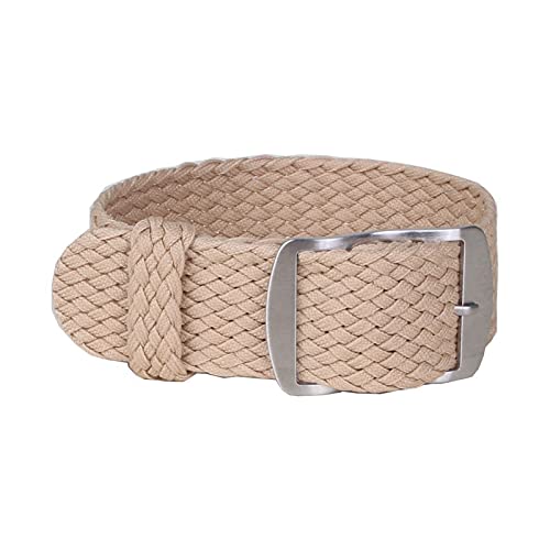 Uhrenarmband 14-22mm Solid Color Woven Nylon Uhrenarmbänder Armband Stoff gewebt Uhrenarmband Schnalle Gürtel, W26 Beige, 16mm von Sjzwt