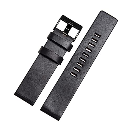 Uhrenarmband Kuh Lederband mit Dornschließe aus Edelstahl-Bügel-Uhrenarmband 24-30mm, Schwarz Schwarz, 24mm von Sjzwt