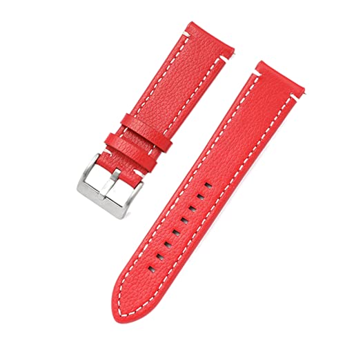 Uhrenarmband Schnellverschluss Doppelseitiges Leder 18-24mm Uhrenarmband, Herren Damen Uhrenzubehör, rot, 18mm von Sjzwt