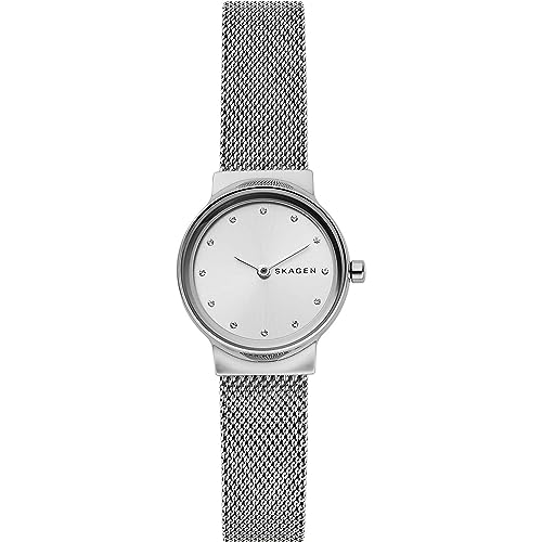 Skagen Freja Uhr für Damen, Quarzwerk mit Edelstahl- oder Lederarmband, Silberton und Weiß, 26MM von Skagen